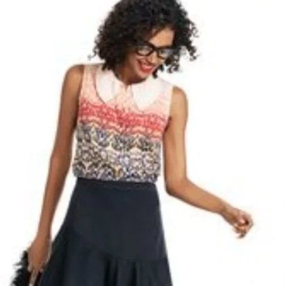 CAbi Tops - CABI 3078 Love Tunic Blouse Peter Pan Collar Abstract Print Sleeveless XS